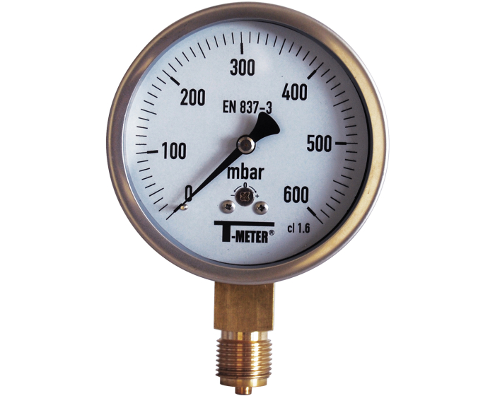 SS pressure gauge 1635 dry radial Ø100 1/2'' Class1 0/60mbar
